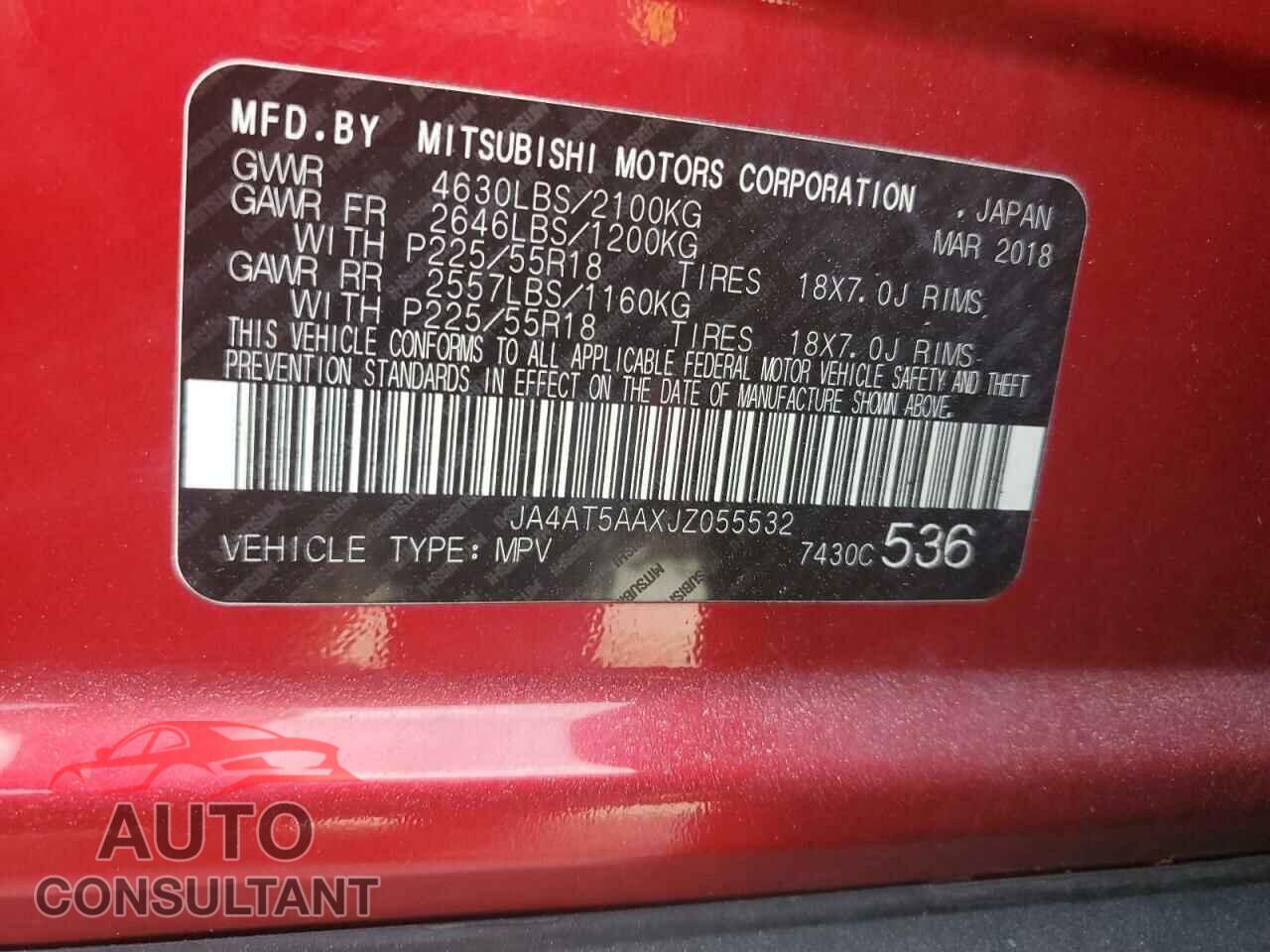 MITSUBISHI ECLIPSE 2018 - JA4AT5AAXJZ055532