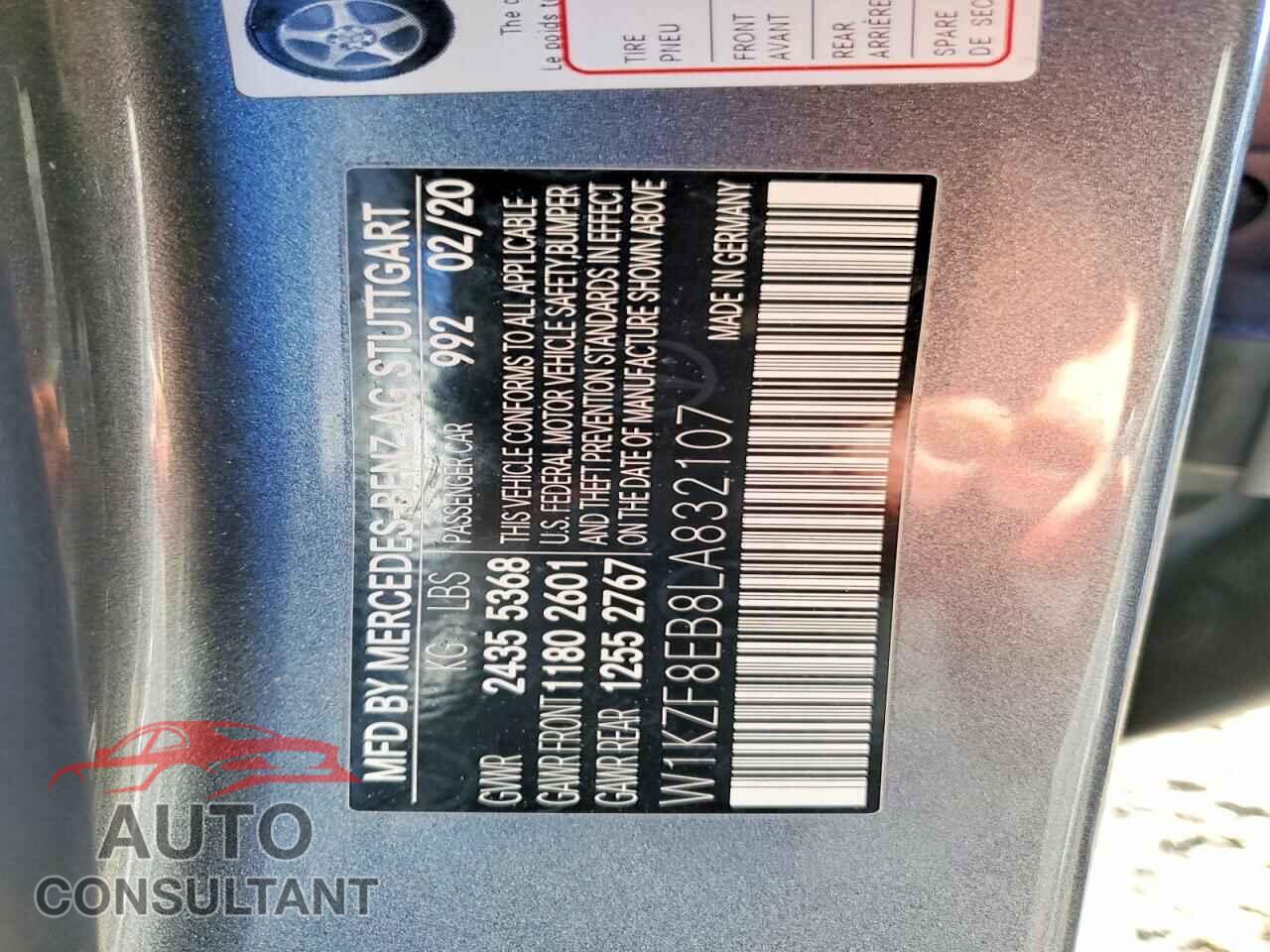 MERCEDES-BENZ E-CLASS 2020 - W1KZF8EB8LA832107