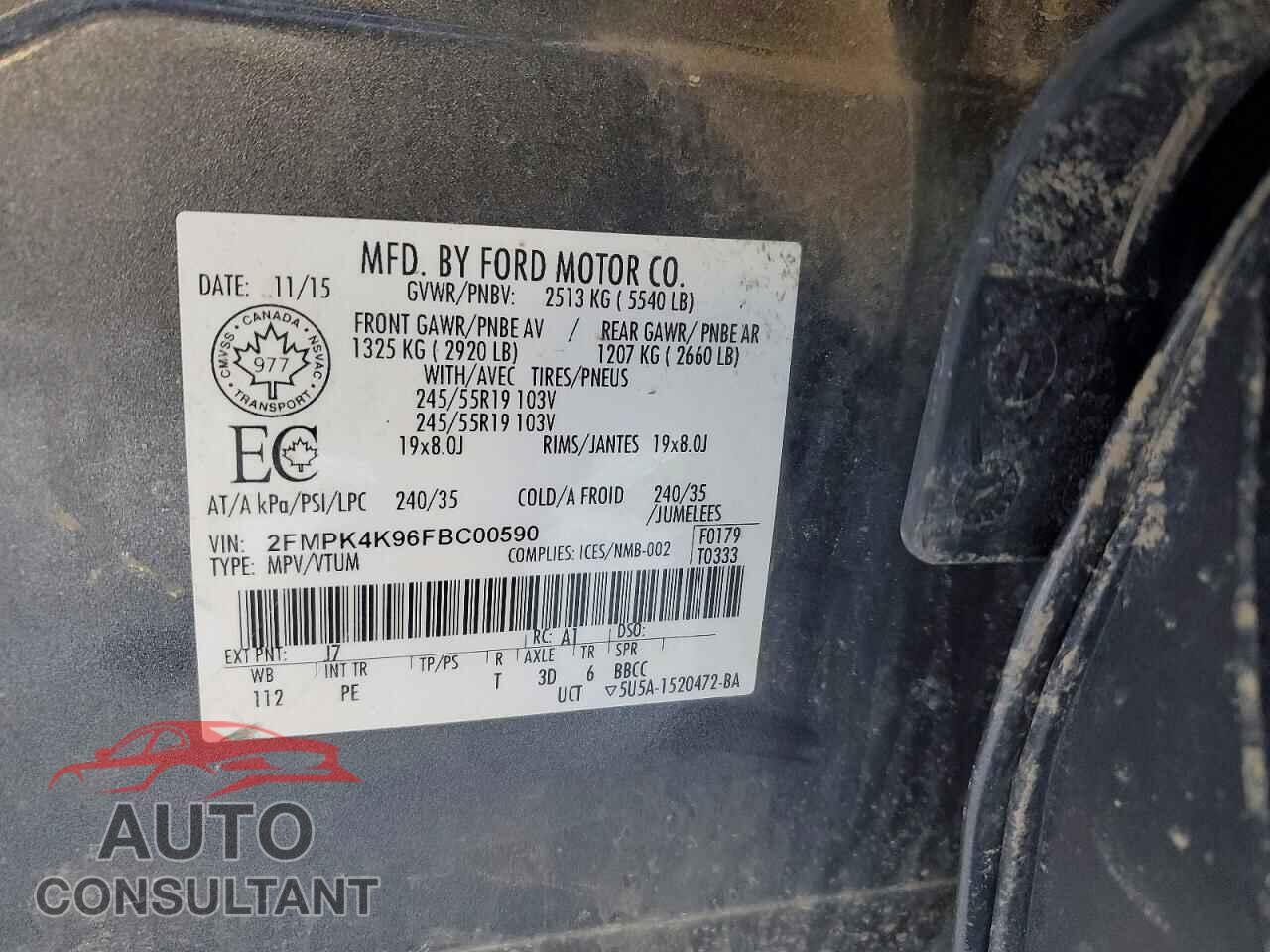 FORD EDGE 2015 - 2FMPK4K96FBC00590