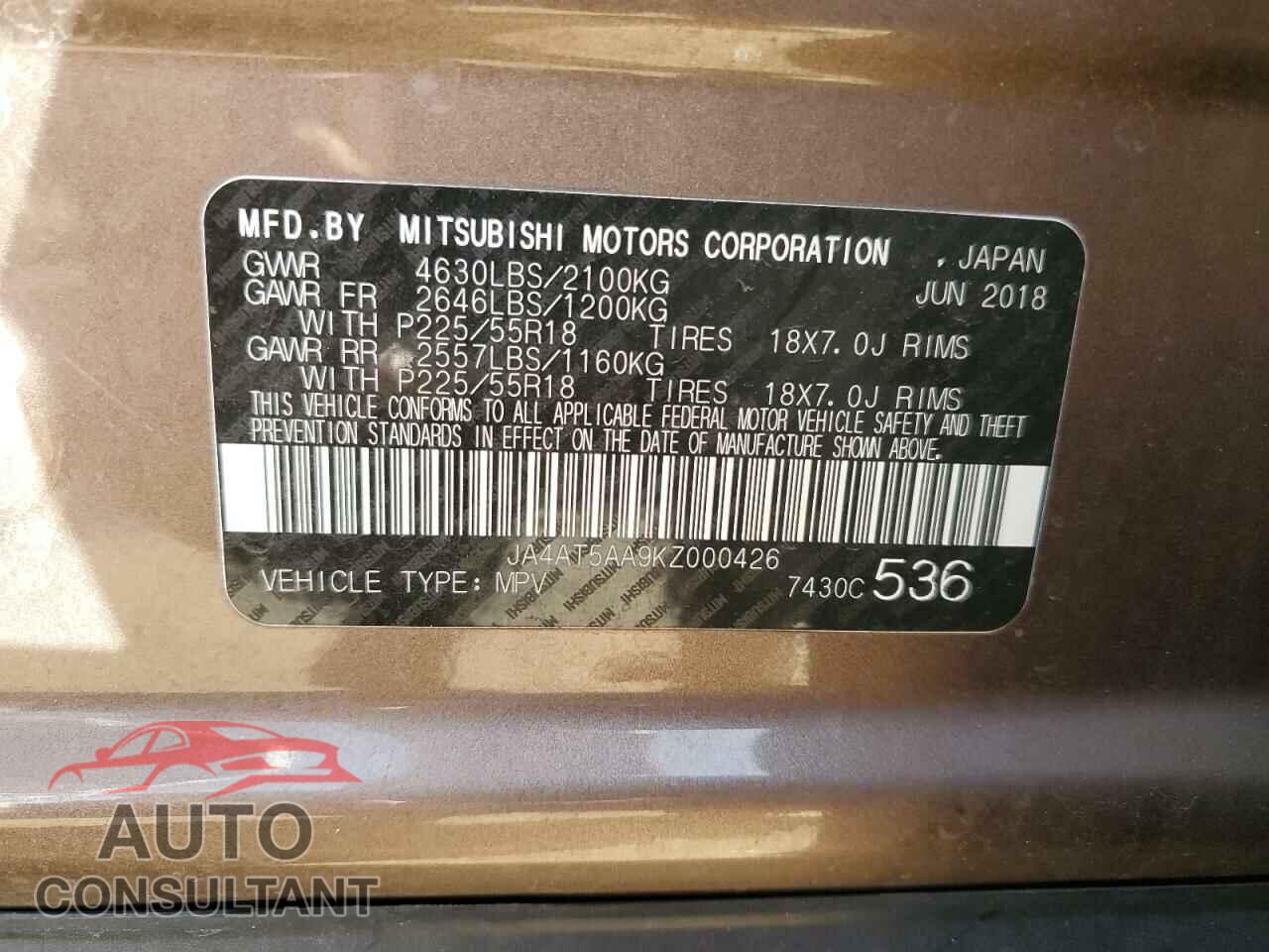 MITSUBISHI ECLIPSE 2019 - JA4AT5AA9KZ000426