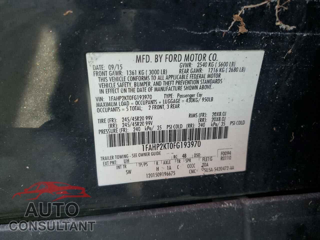FORD TAURUS 2015 - 1FAHP2KT0FG193970