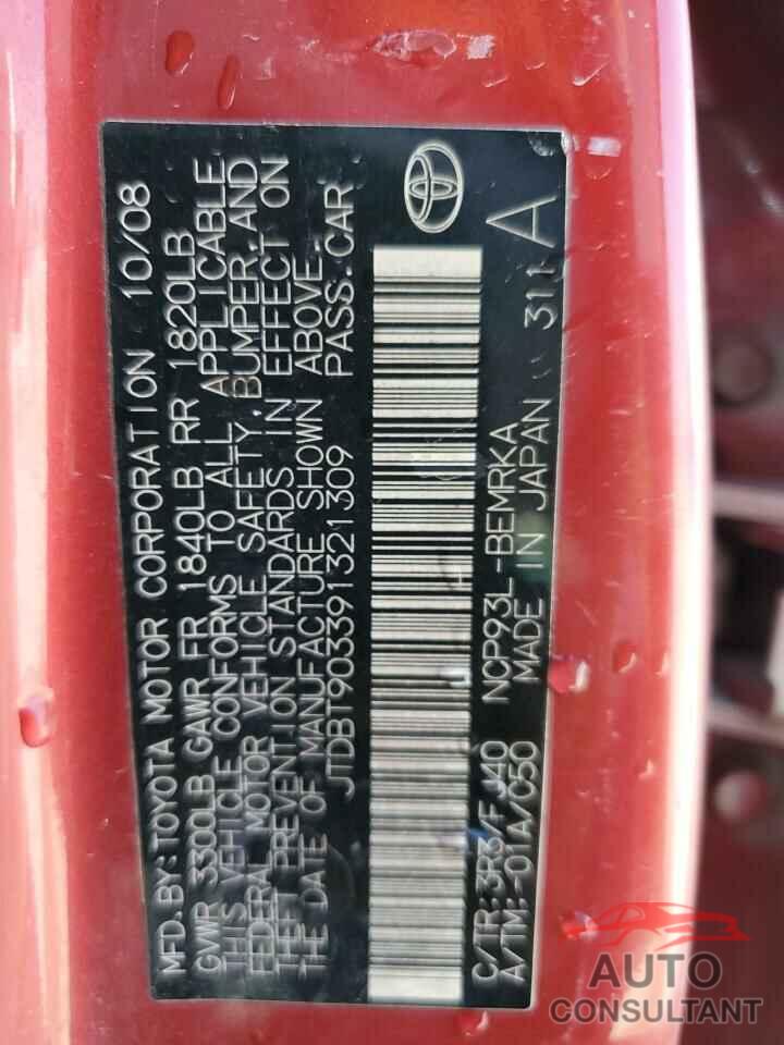 TOYOTA YARIS 2009 - JTDBT903391321309