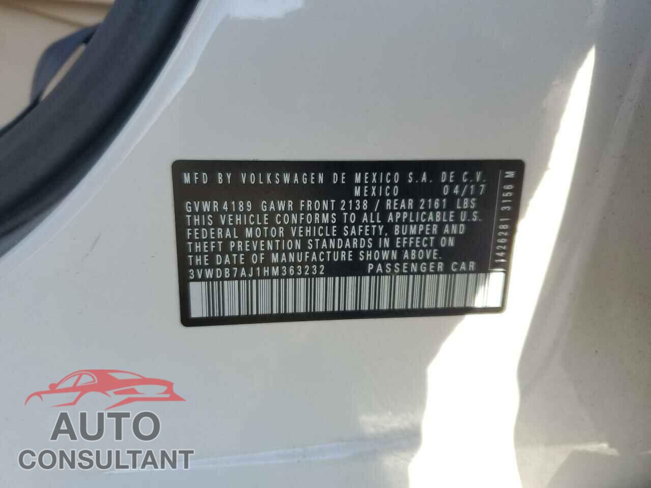VOLKSWAGEN JETTA 2017 - 3VWDB7AJ1HM363232