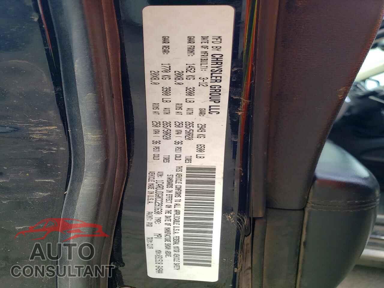 DODGE DURANGO 2012 - 1C4RDJDG0CC291630