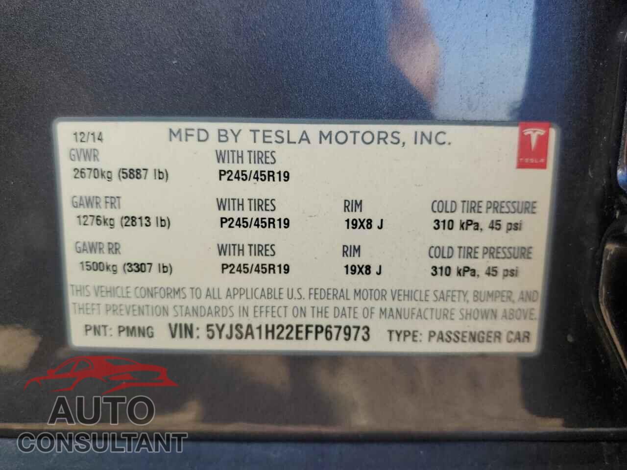 TESLA MODEL S 2014 - 5YJSA1H22EFP67973