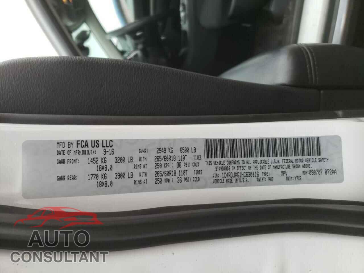 DODGE DURANGO 2017 - 1C4RDJAG1HC630116