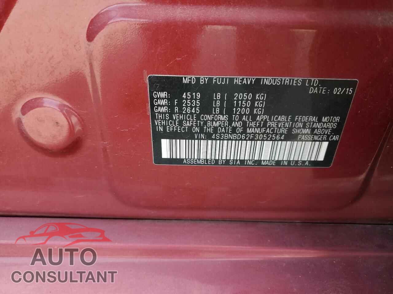 SUBARU LEGACY 2015 - 4S3BNBD62F3052564