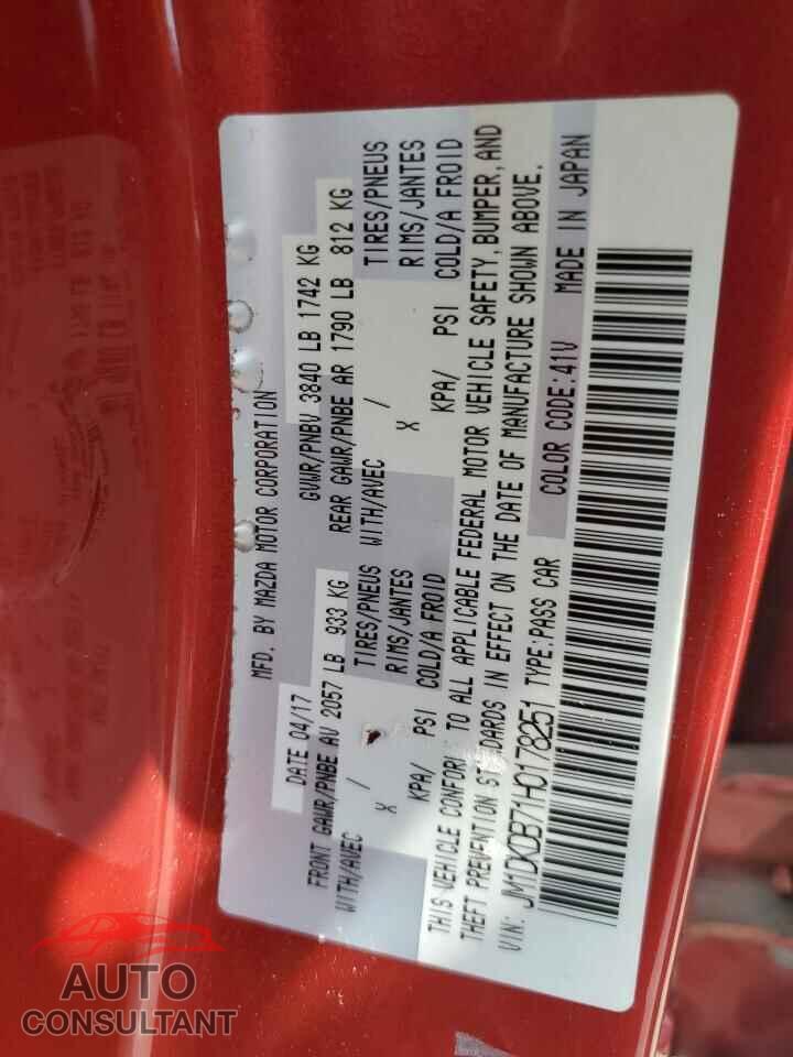 MAZDA CX-3 2017 - JM1DKDB71H0178251