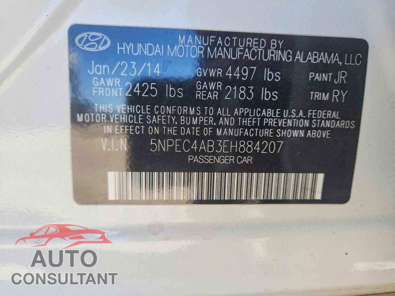 HYUNDAI SONATA 2014 - 5NPEC4AB3EH884207