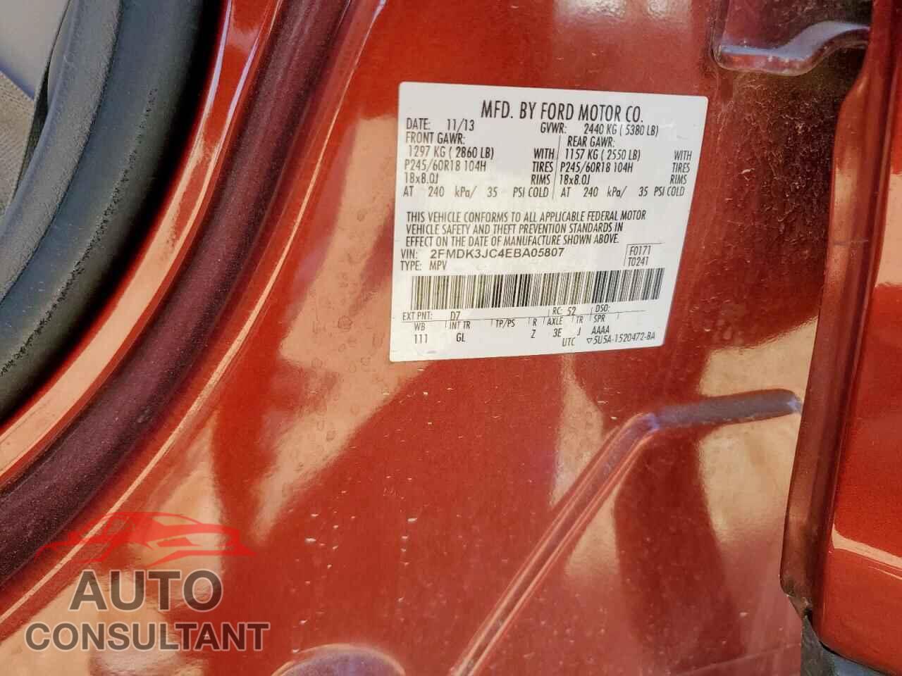 FORD EDGE 2014 - 2FMDK3JC4EBA05807
