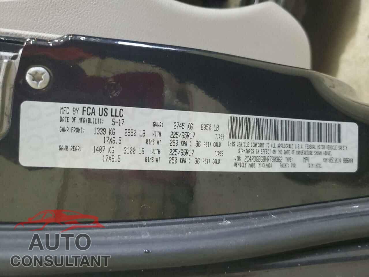 DODGE CARAVAN 2017 - 2C4RDGBG8HR780362