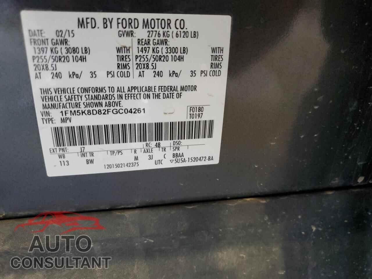 FORD EXPLORER 2015 - 1FM5K8D82FGC04261