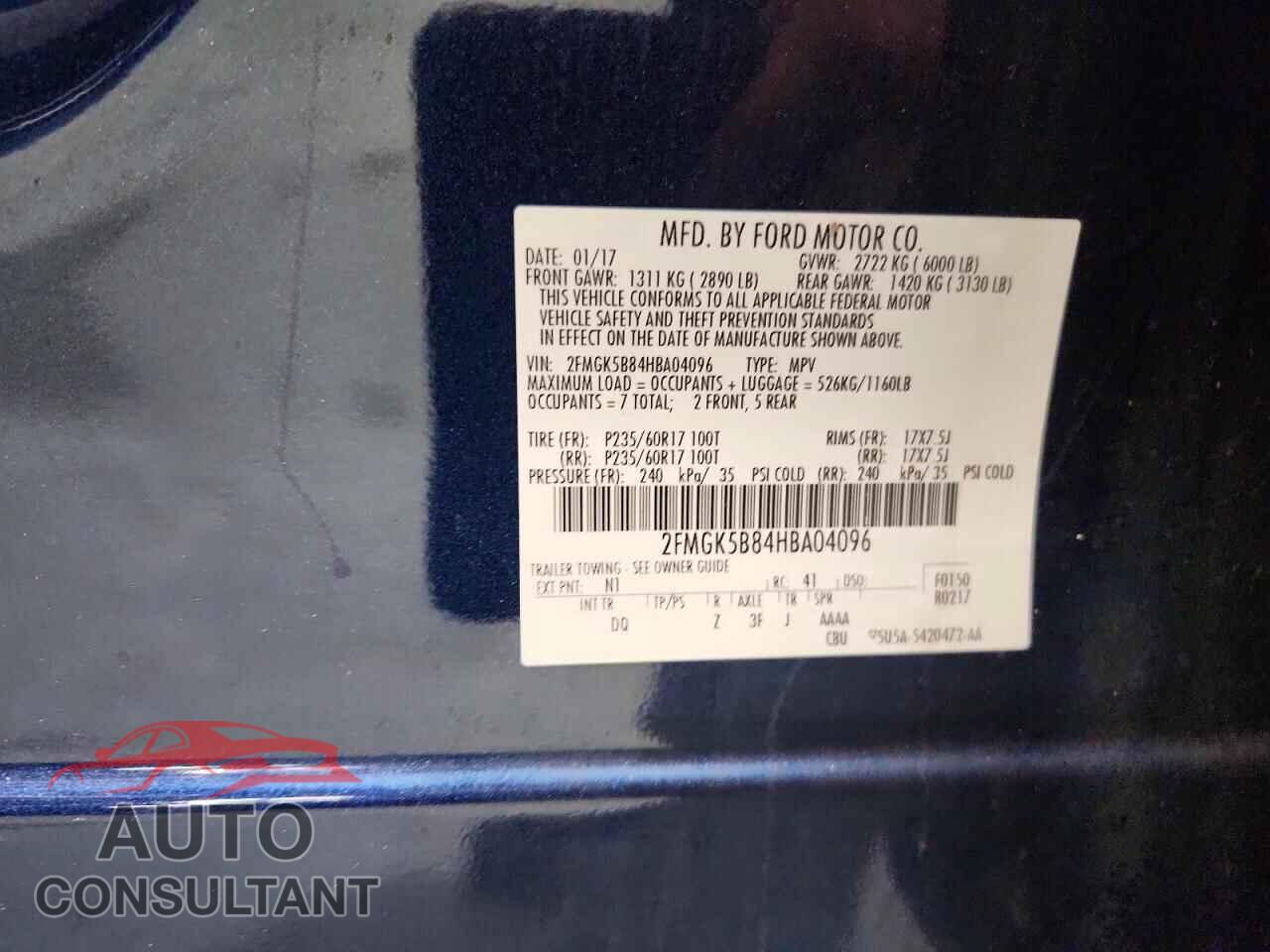 FORD FLEX 2017 - 2FMGK5B84HBA04096
