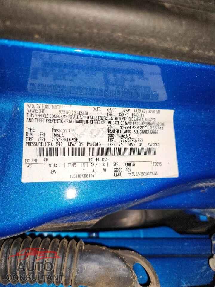 FORD FOCUS 2012 - 1FAHP3K20CL255741