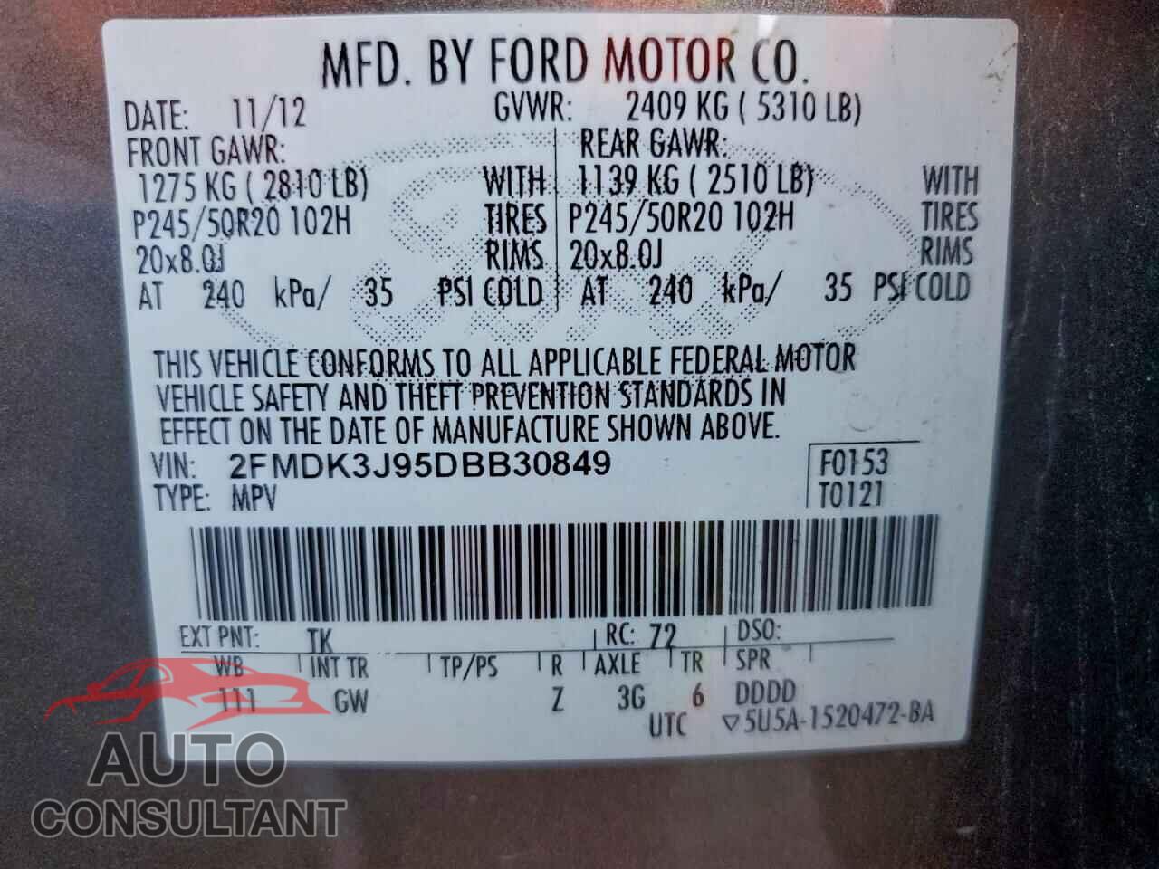 FORD EDGE 2013 - 2FMDK3J95DBB30849