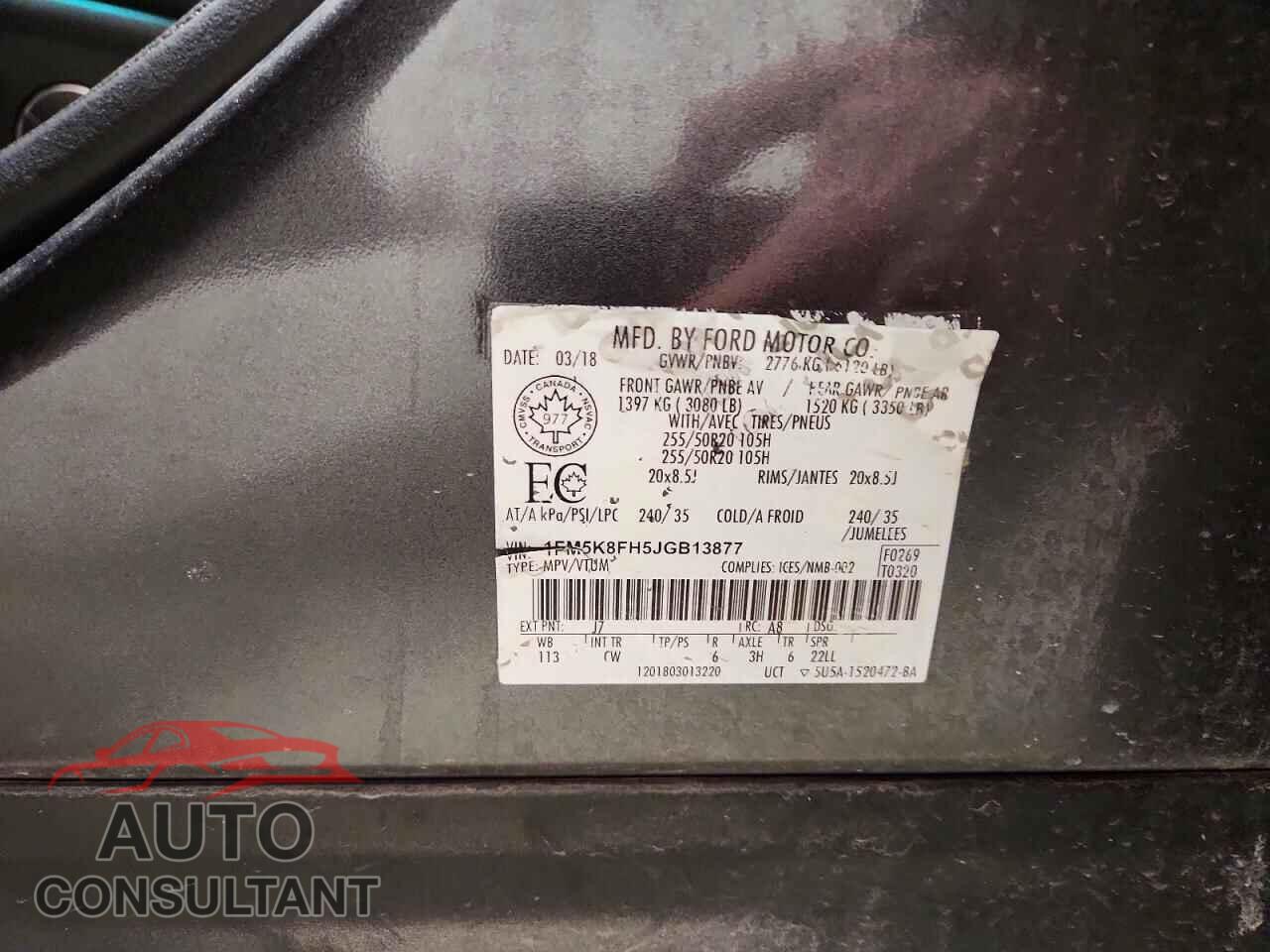 FORD EXPLORER 2018 - 1FM5K8FH5JGB13877