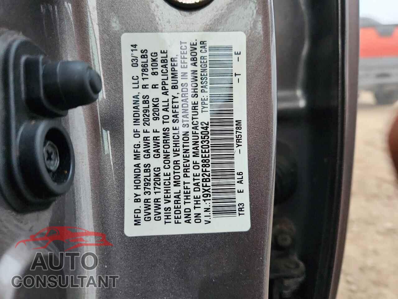 HONDA CIVIC 2014 - 19XFB2F88EE035042