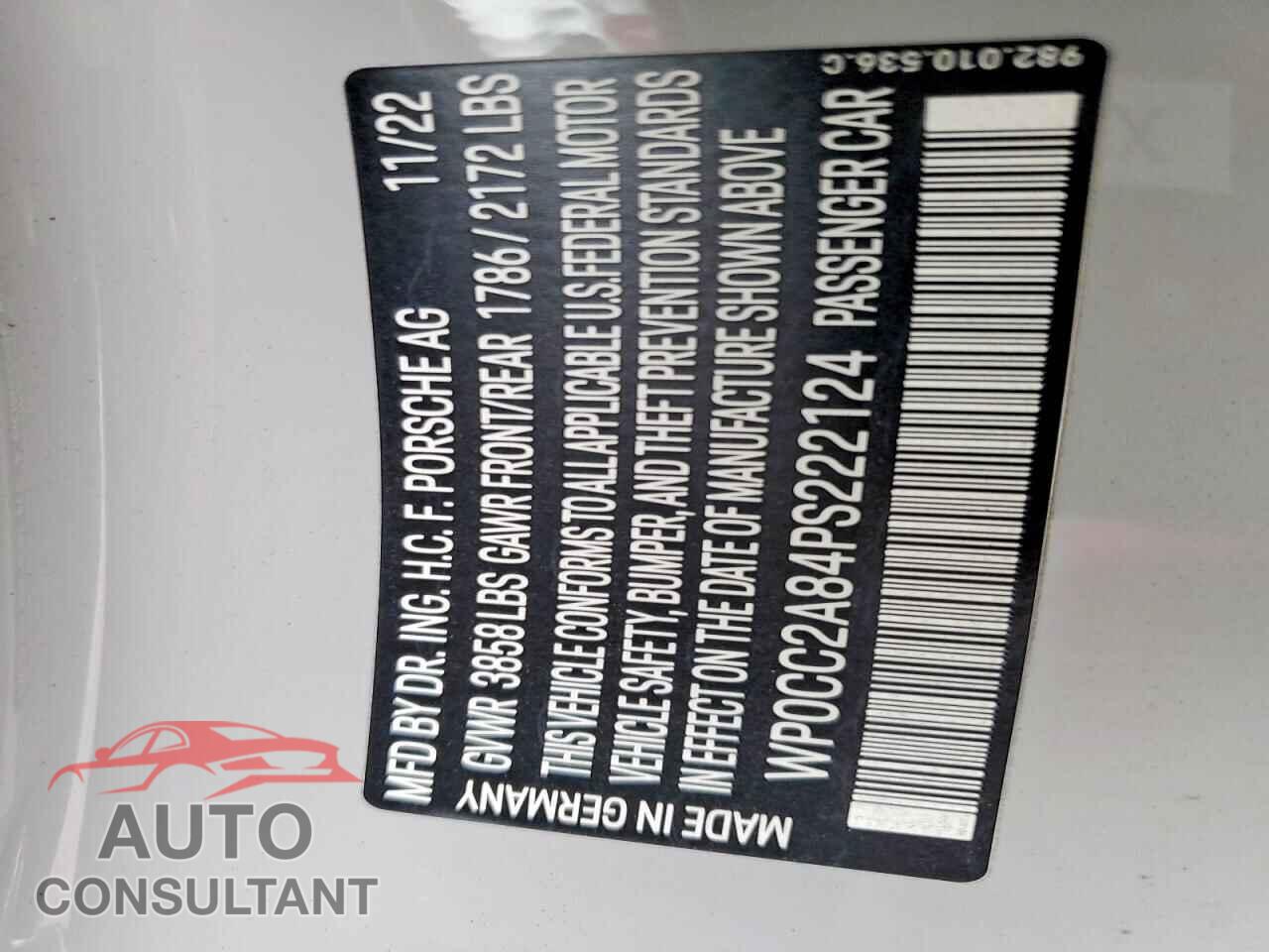 PORSCHE BOXSTER 2023 - WP0CC2A84PS222124