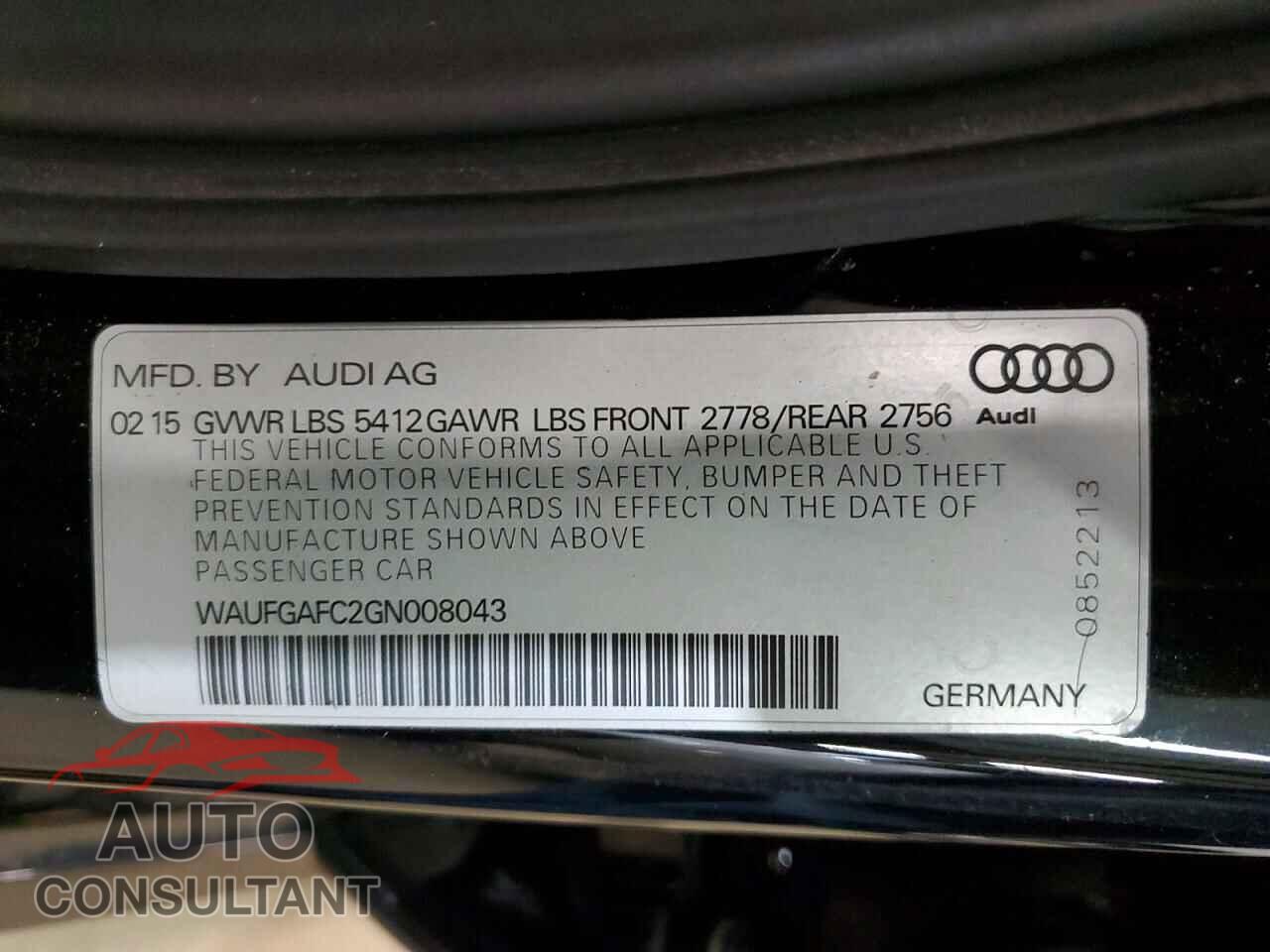 AUDI A6 2016 - WAUFGAFC2GN008043