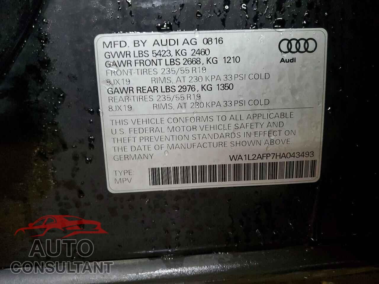 AUDI Q5 2017 - WA1L2AFP7HA043493