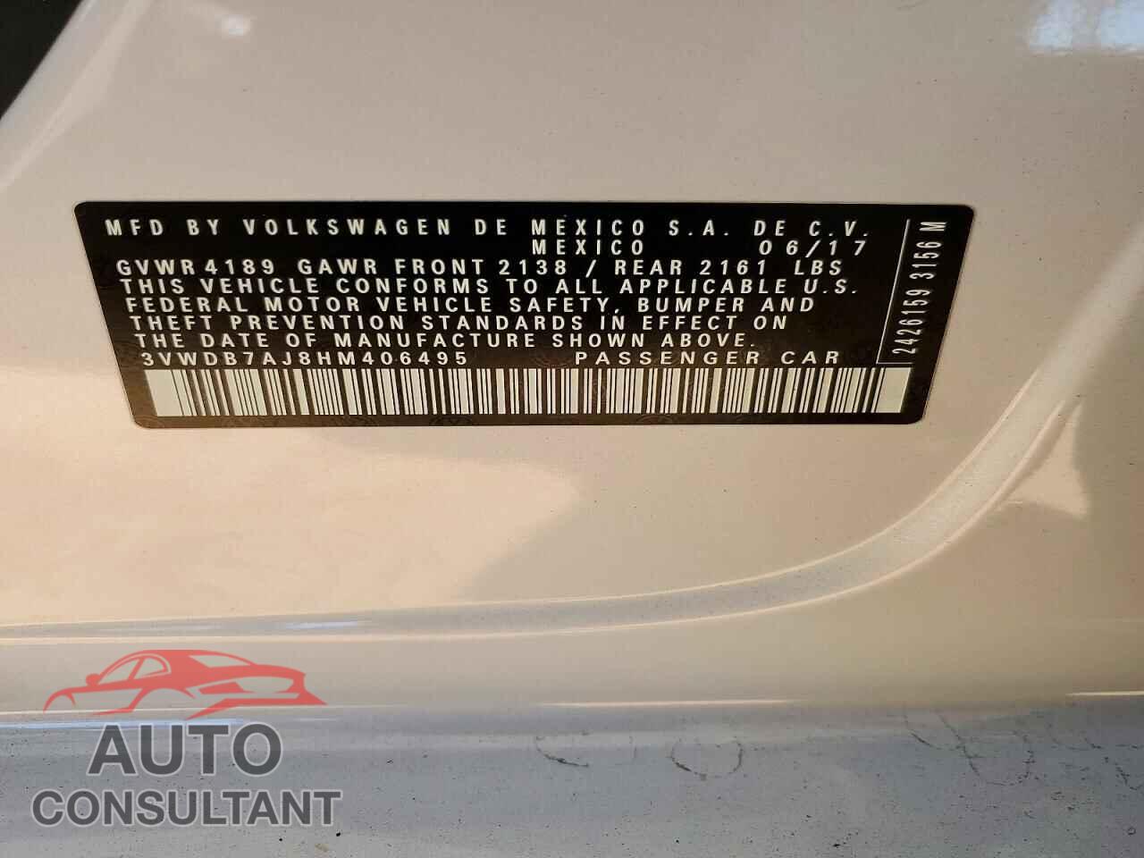 VOLKSWAGEN JETTA 2017 - 3VWDB7AJ8HM406495