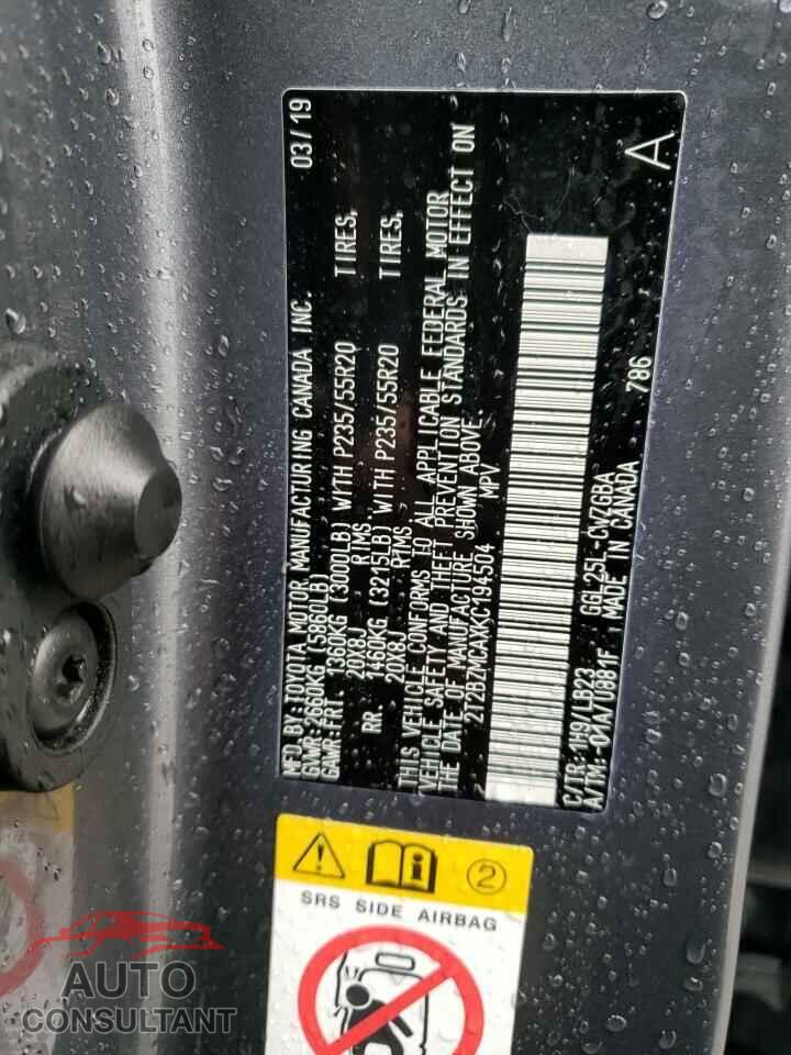 LEXUS RX350 2019 - 2T2BZMCAXKC194504