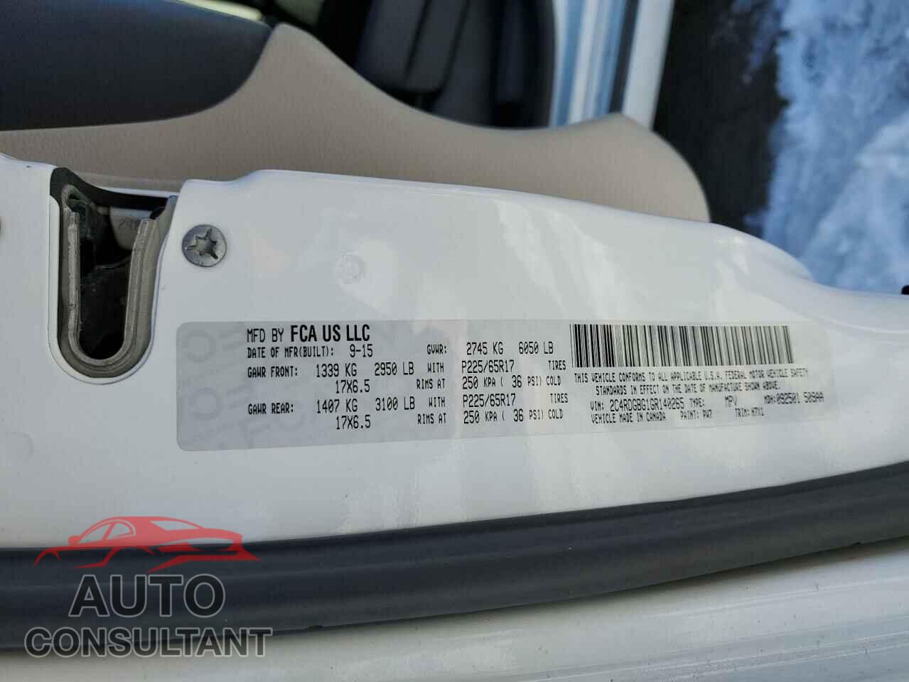 DODGE CARAVAN 2016 - 2C4RDGBG1GR140265