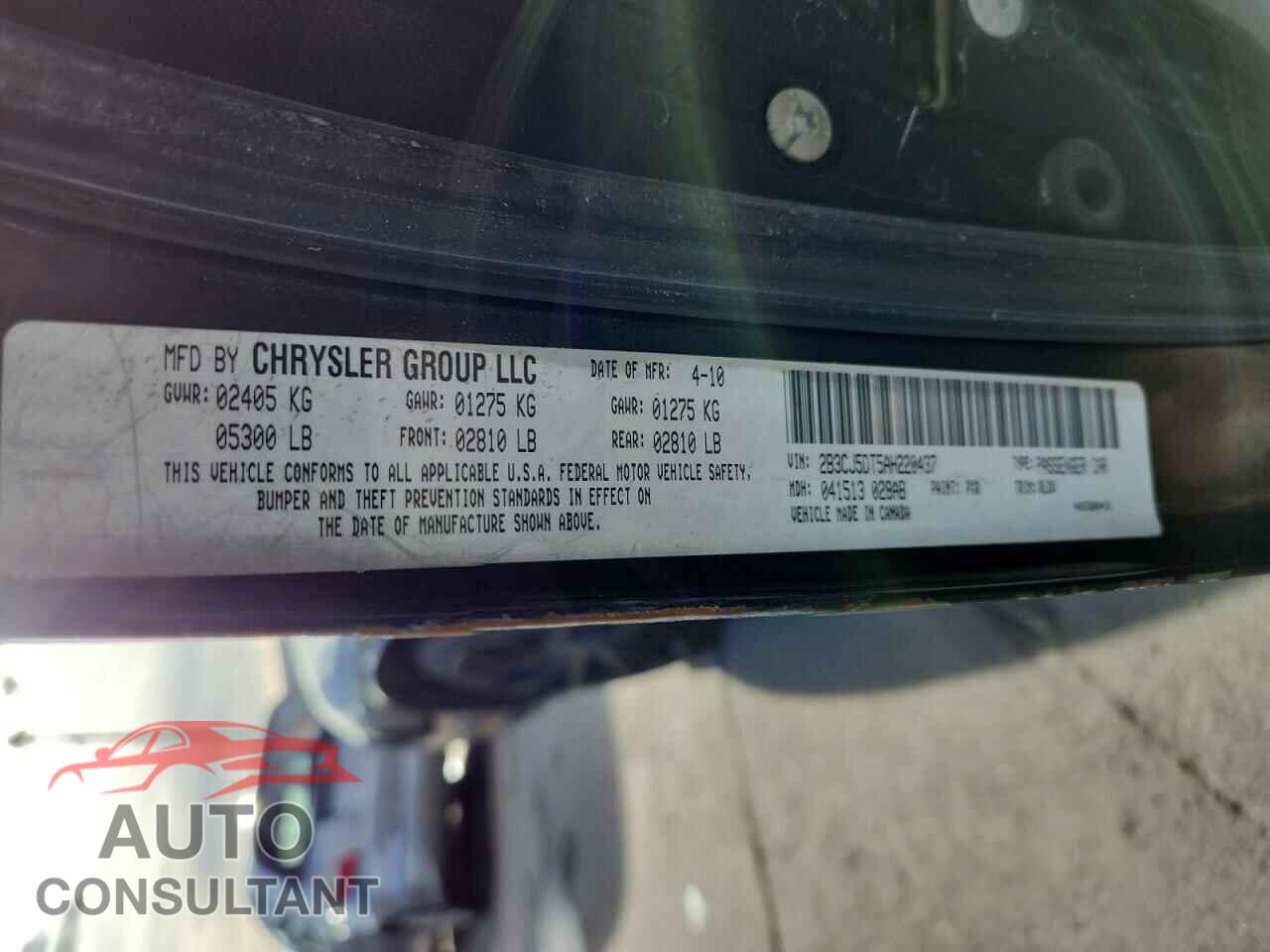 DODGE CHALLENGER 2010 - 2B3CJ5DT5AH220437