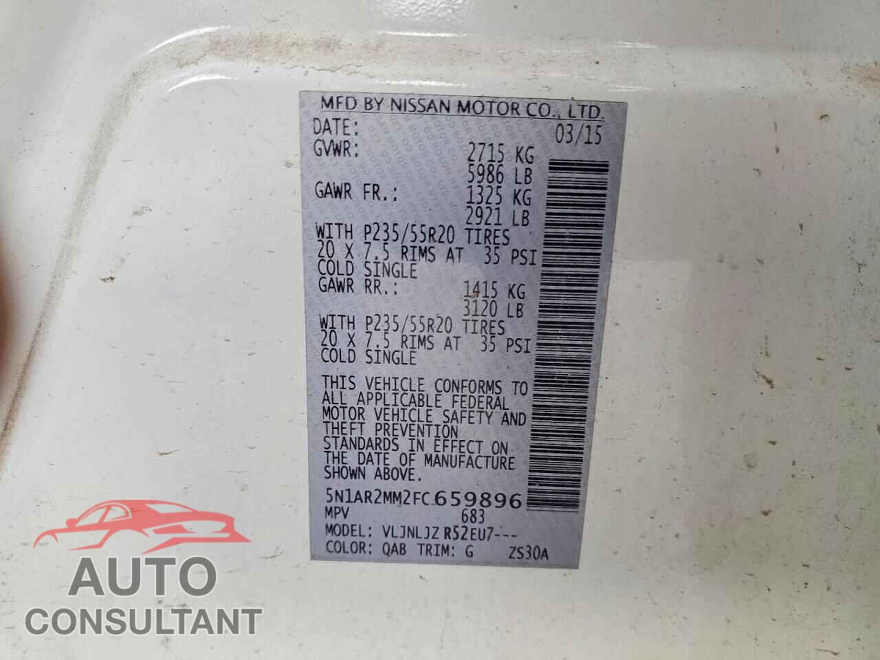 NISSAN PATHFINDER 2015 - 5N1AR2MM2FC659896
