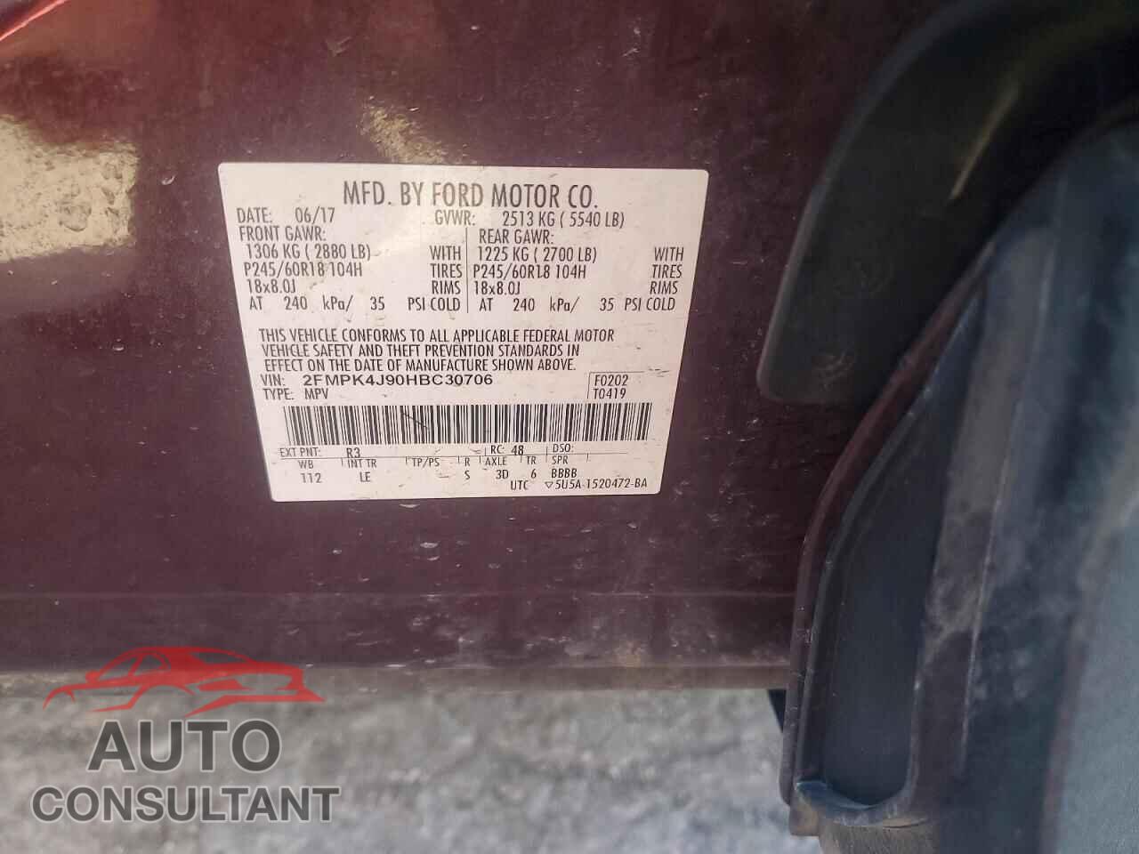 FORD EDGE 2017 - 2FMPK4J90HBC30706