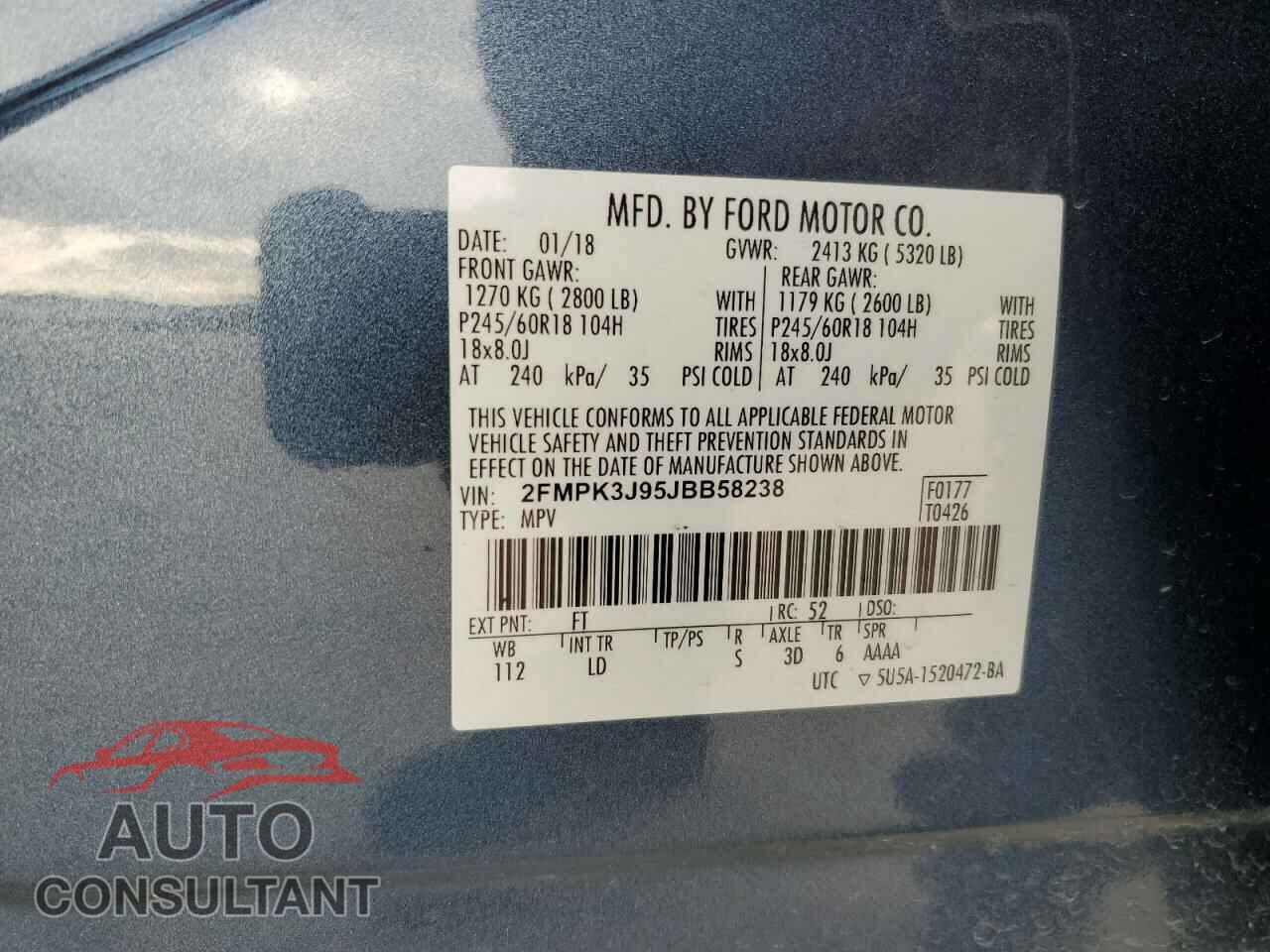 FORD EDGE 2018 - 2FMPK3J95JBB58238