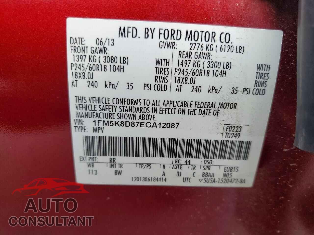 FORD EXPLORER 2014 - 1FM5K8D87EGA12087