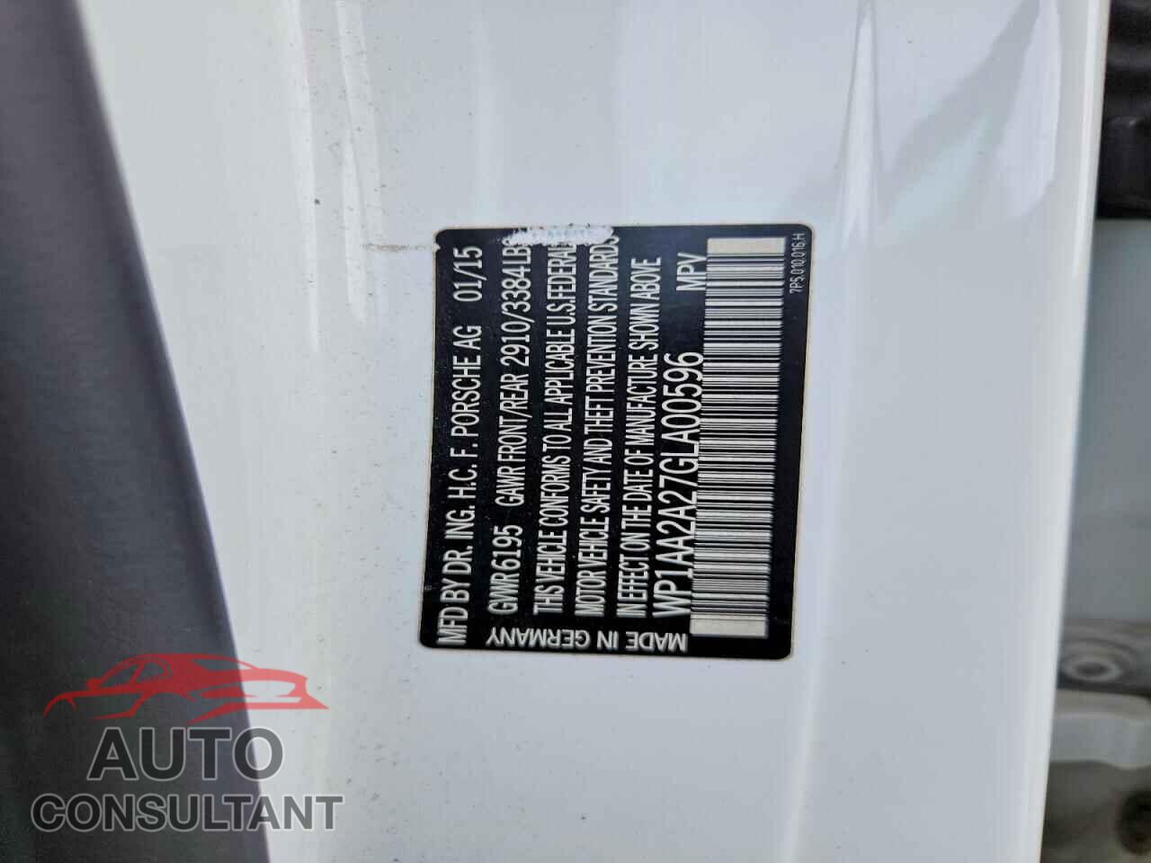 PORSCHE CAYENNE 2016 - WP1AA2A27GLA00596