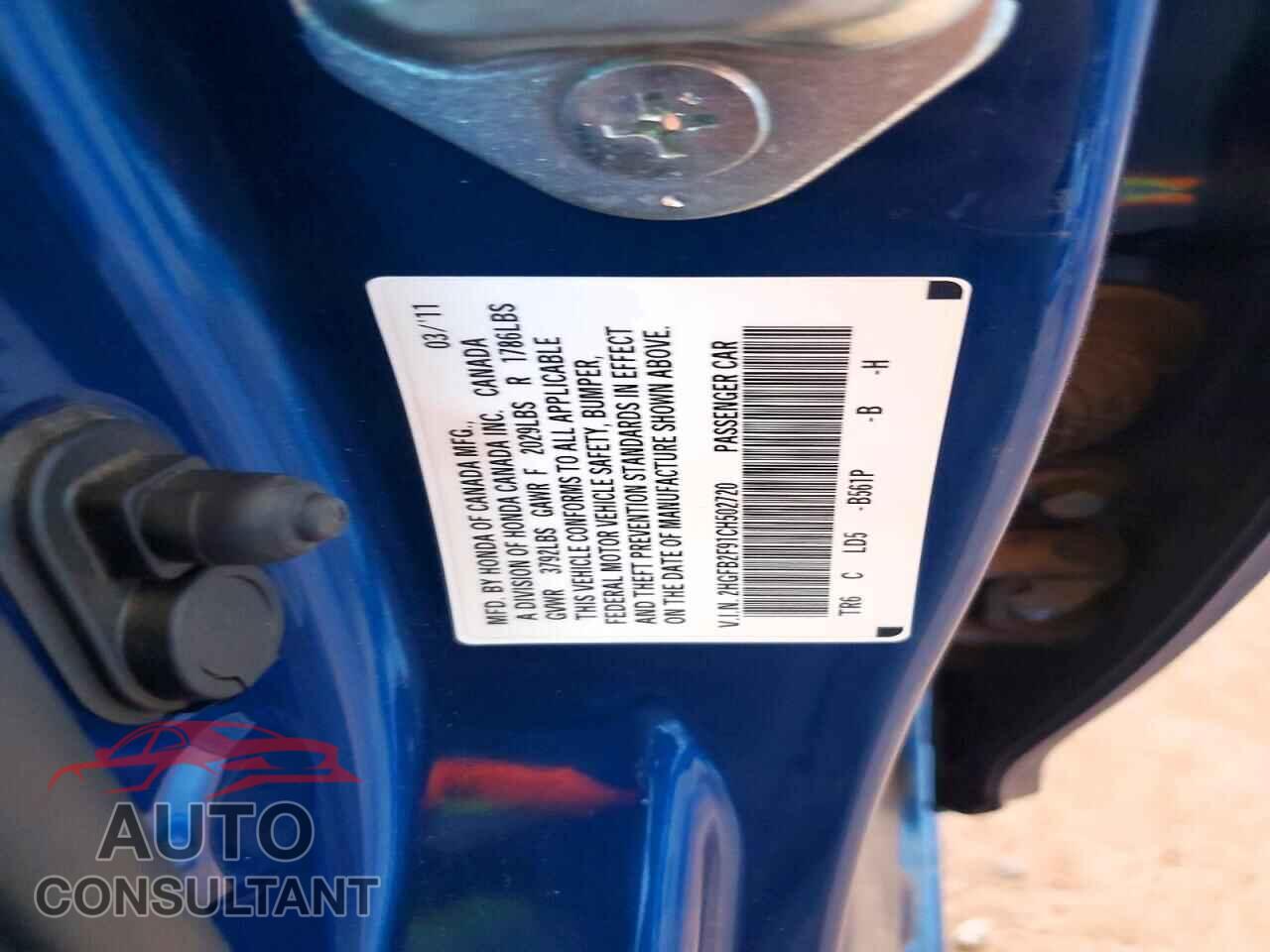 HONDA CIVIC 2012 - 2HGFB2F91CH502720