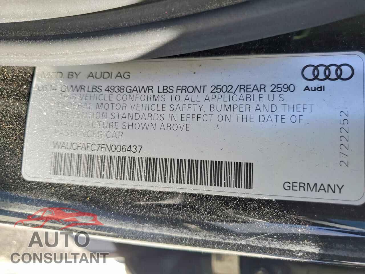 AUDI A6 2015 - WAUCFAFC7FN006437