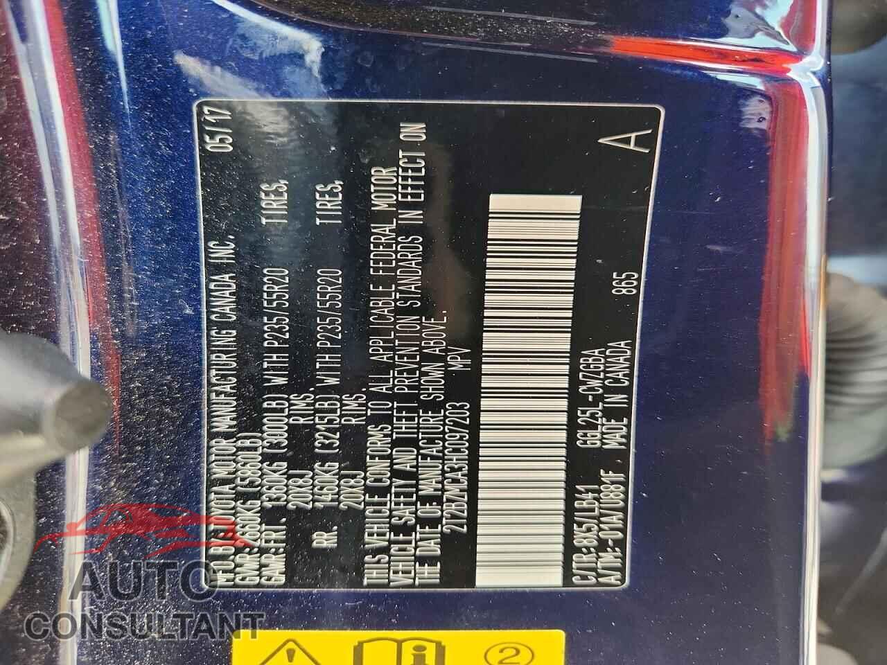 LEXUS RX350 2017 - 2T2BZMCA3HC097203