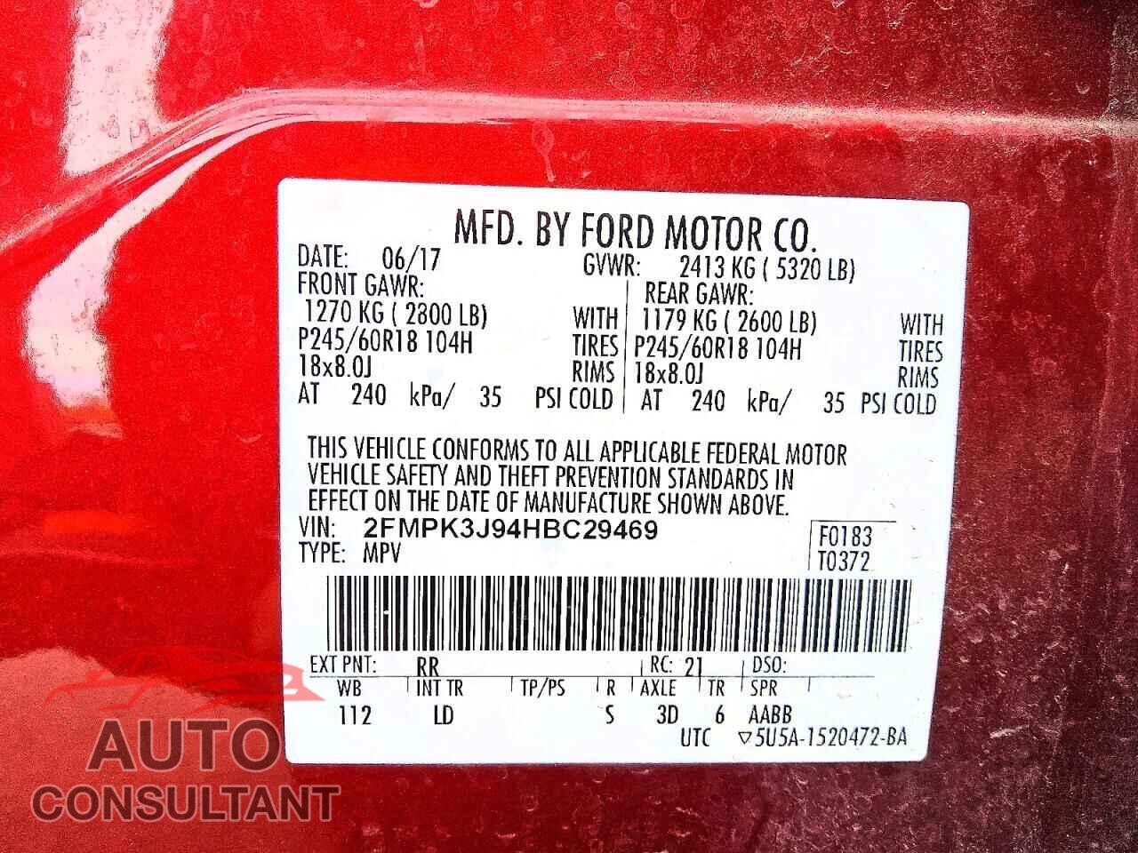 FORD EDGE 2017 - 2FMPK3J94HBC29469