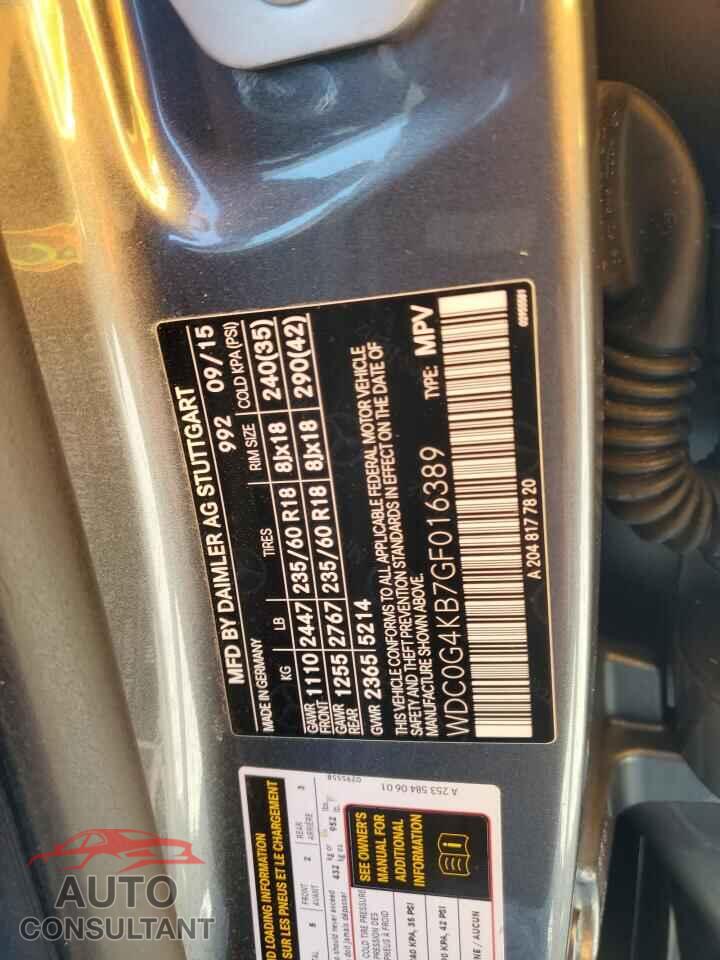 MERCEDES-BENZ GLC-CLASS 2016 - WDC0G4KB7GF016389