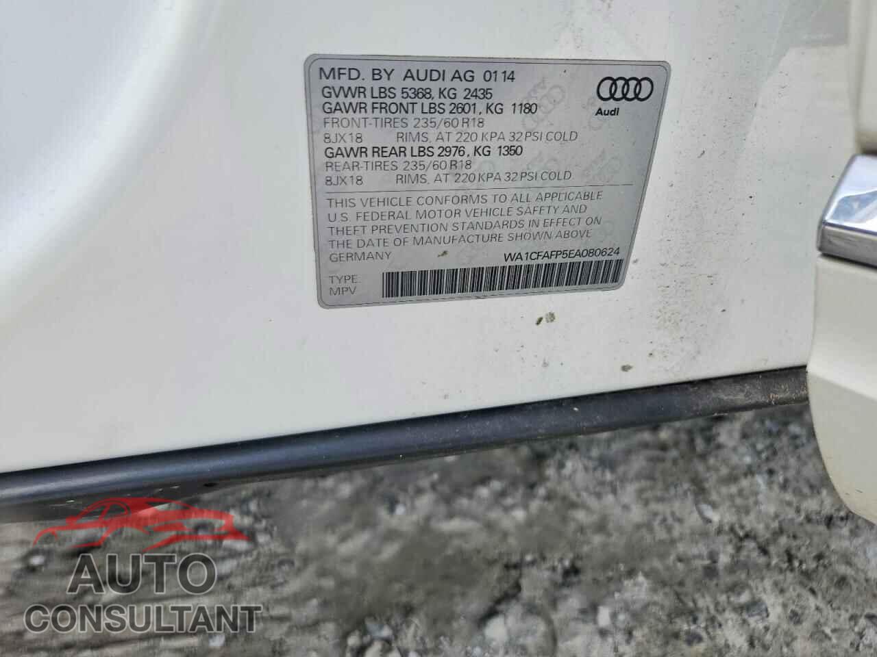 AUDI Q5 2014 - WA1CFAFP5EA080624