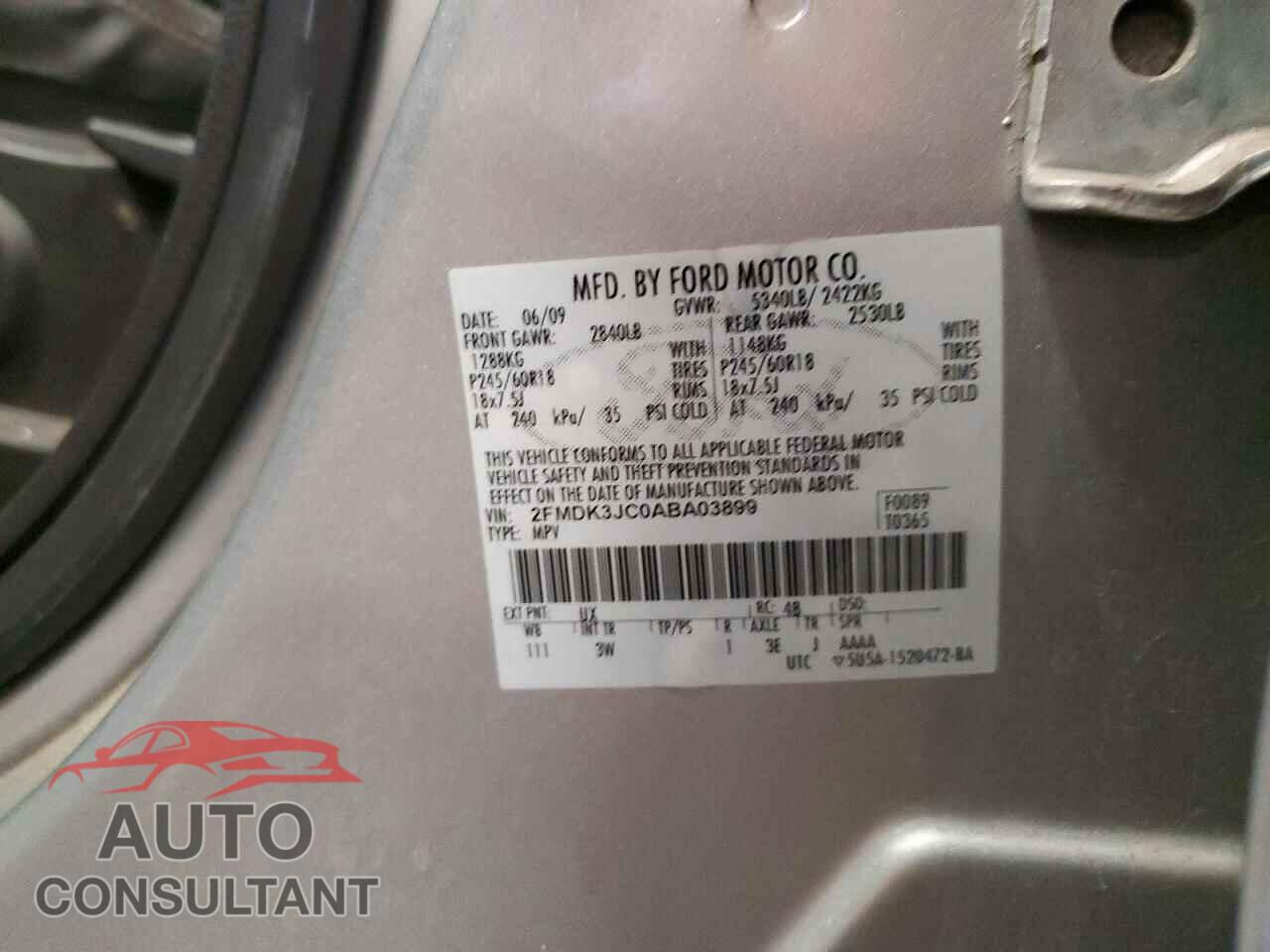 FORD EDGE 2010 - 2FMDK3JC0ABA03899