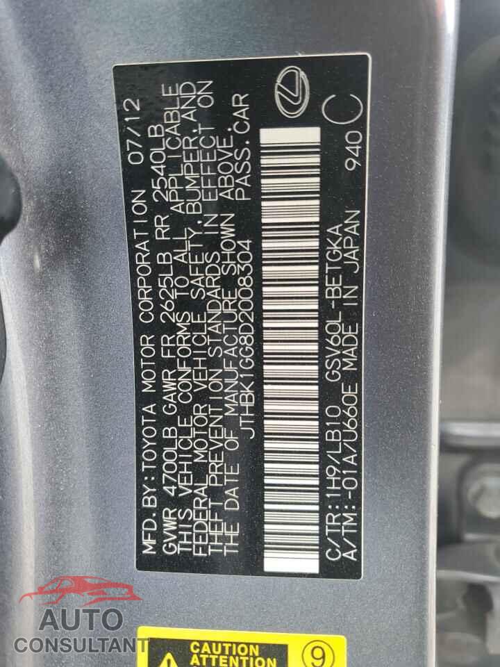 LEXUS ES350 2013 - JTHBK1GG8D2008304
