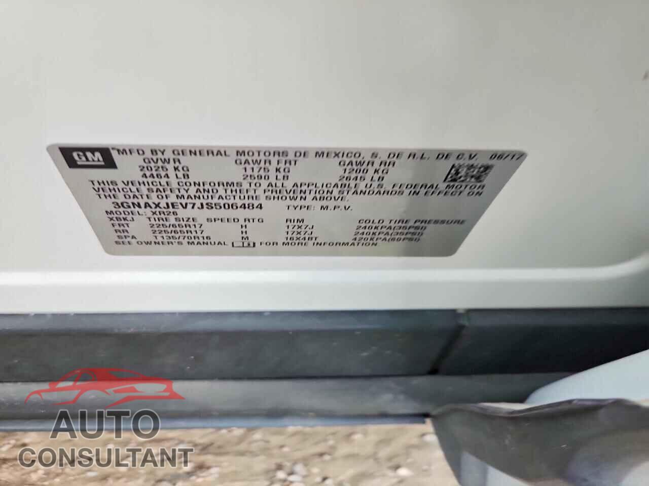CHEVROLET EQUINOX 2018 - 3GNAXJEV7JS506484