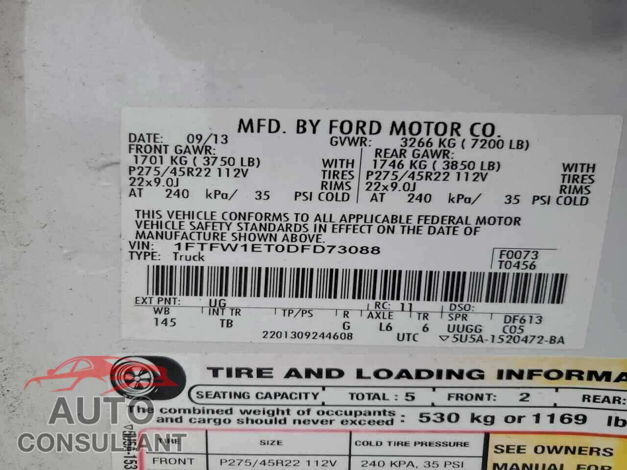 FORD F-150 2013 - 1FTFW1ET0DFD73088