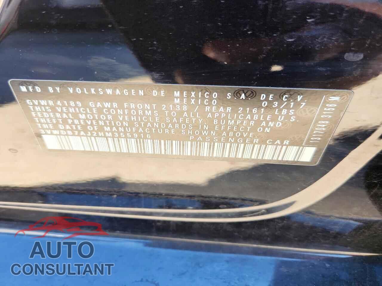VOLKSWAGEN JETTA 2017 - 3VWDB7AJ2HM355916