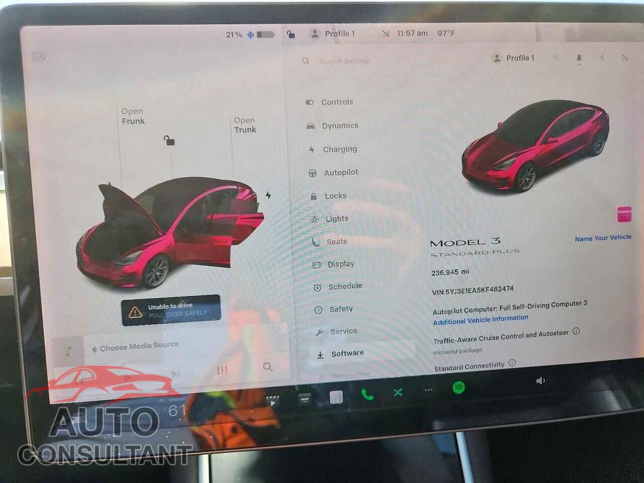 TESLA MODEL 3 2019 - 5YJ3E1EA5KF482474