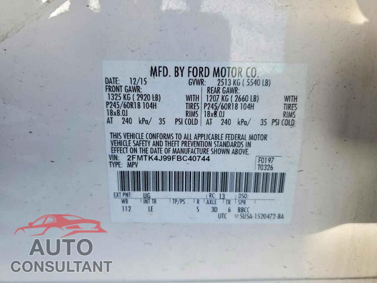 FORD EDGE 2015 - 2FMTK4J99FBC40744