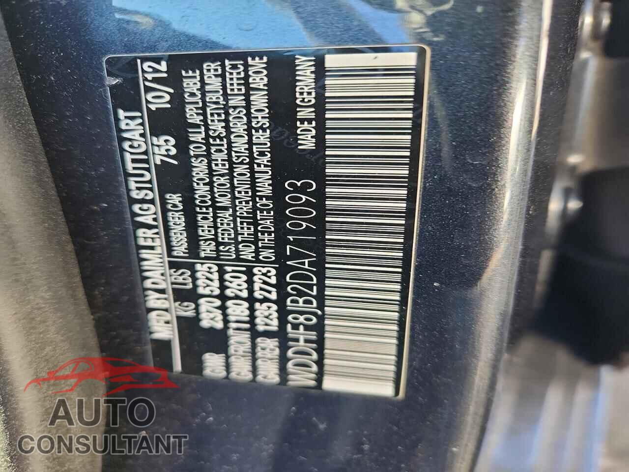 MERCEDES-BENZ E-CLASS 2013 - WDDHF8JB2DA719093