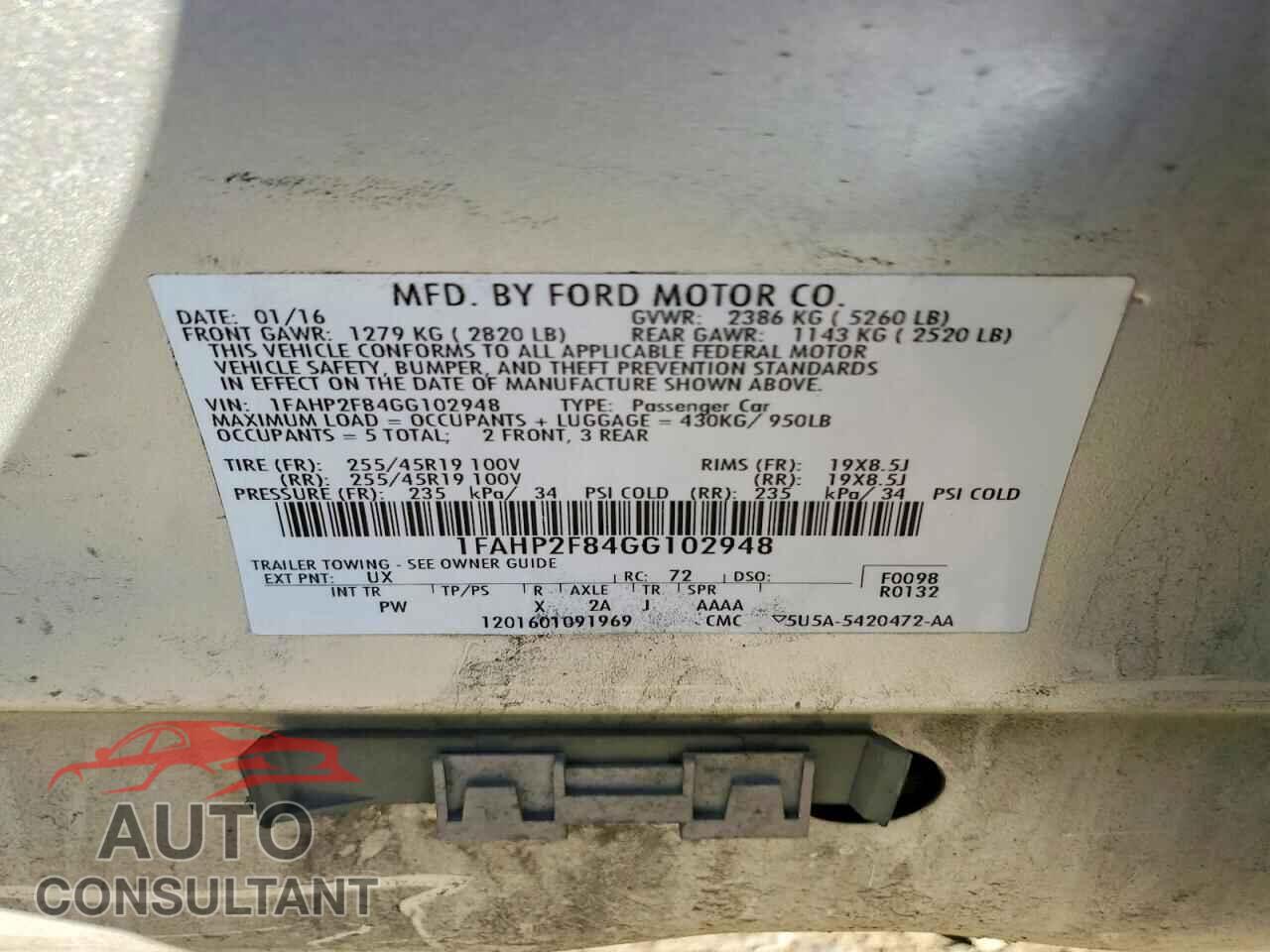 FORD TAURUS 2016 - 1FAHP2F84GG102948