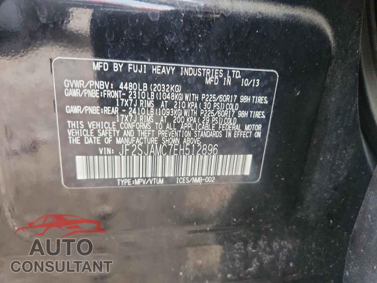 SUBARU FORESTER 2014 - JF2SJAMC7EH512896