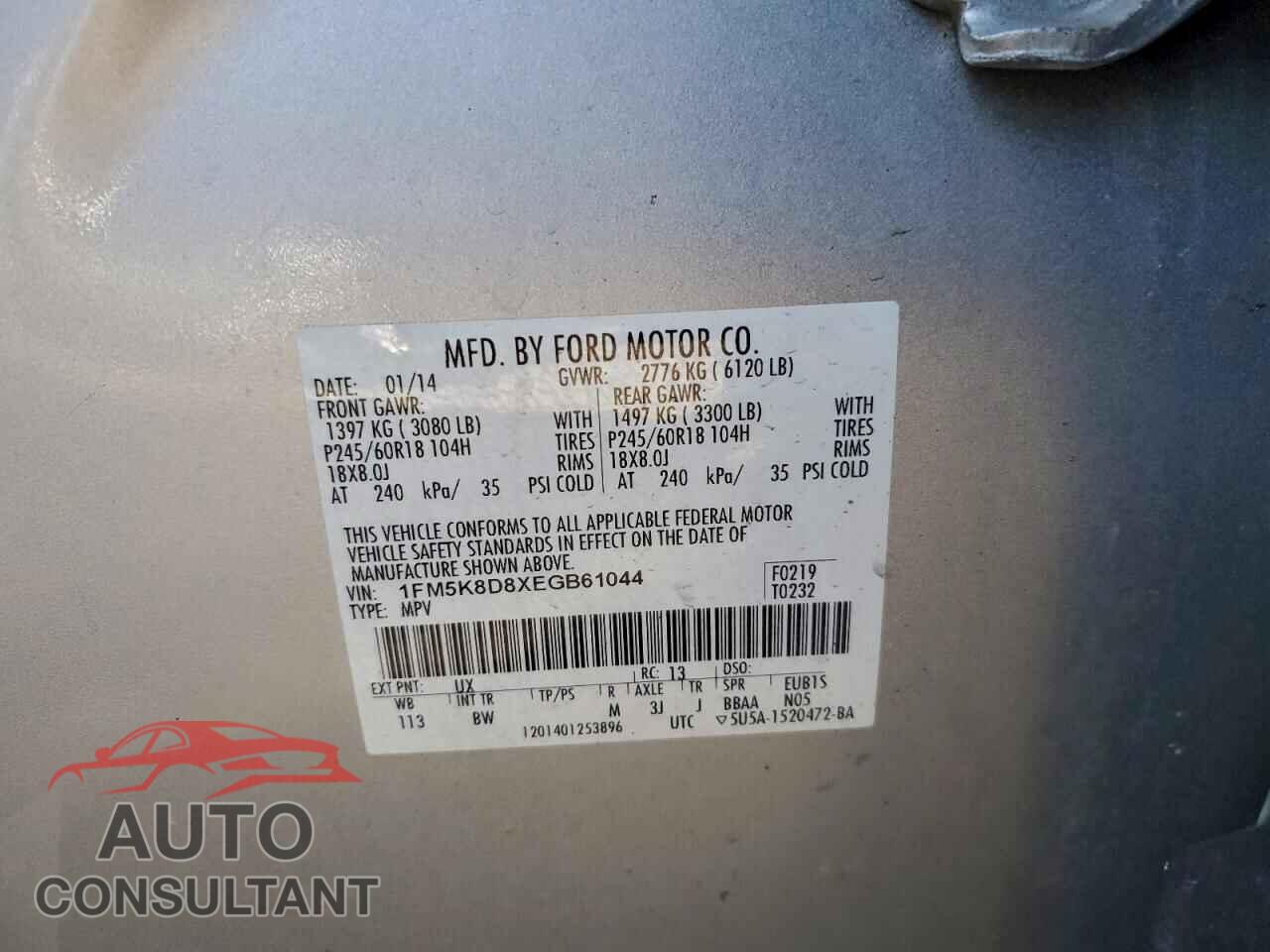 FORD EXPLORER 2014 - 1FM5K8D8XEGB61044